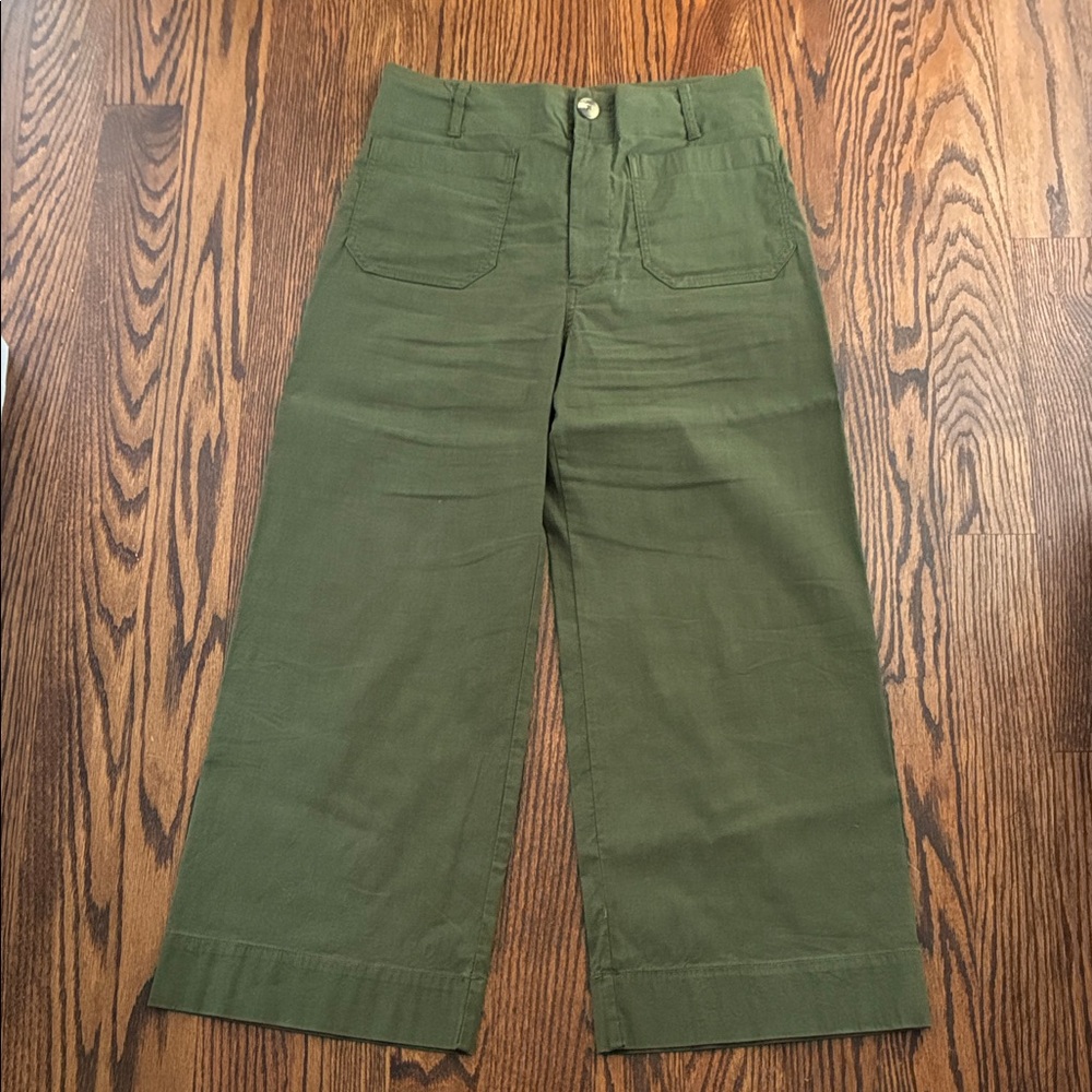 Anthropologie Maeve Collette Olive Green Wide Leg, crop size 30, good condition
